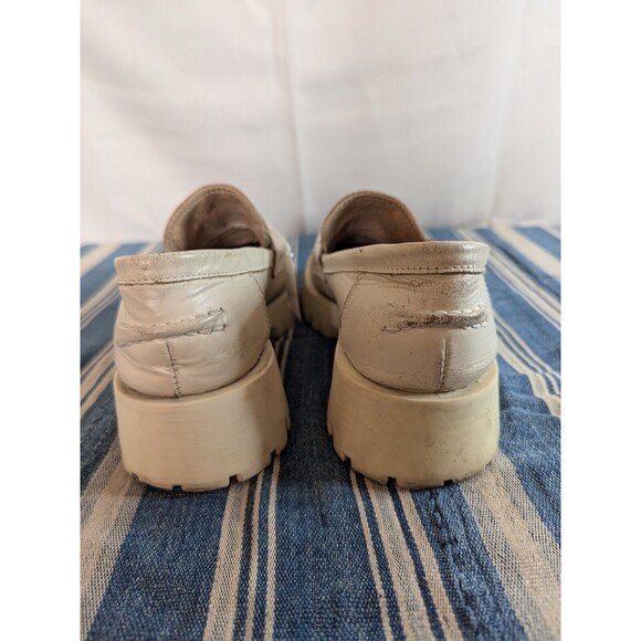 STEVE MADDEN Lawrence Bone Leather Chunky Platform Slip On Loafers Sz 9 [V06] - Picture 5 of 11